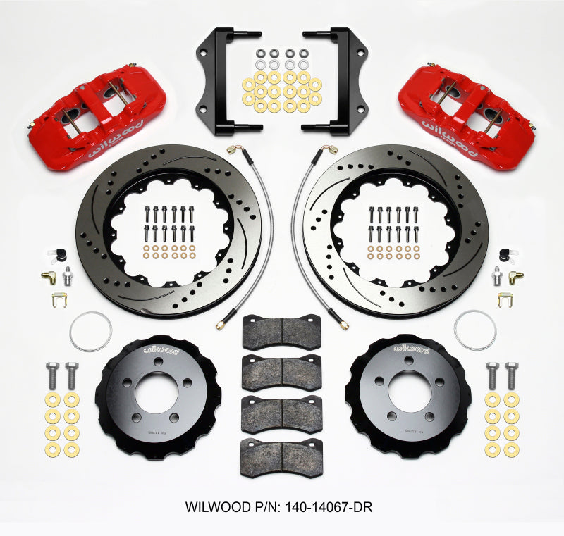 Wilwood AERO6 Front Hat Kit 14.25 Drilled Red 2014-Up Challenger c/linhas
