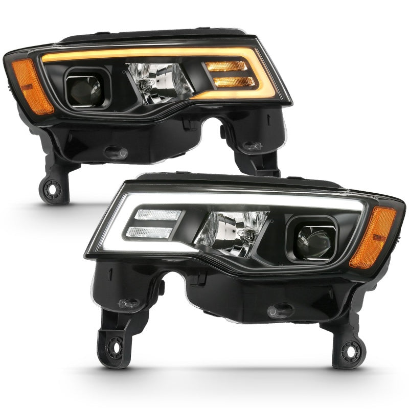 ANZO 2017-2018 Jeep Grand Cherokee Projetor Faróis c/ Plank Style Switchback - Preto c/ Âmbar
