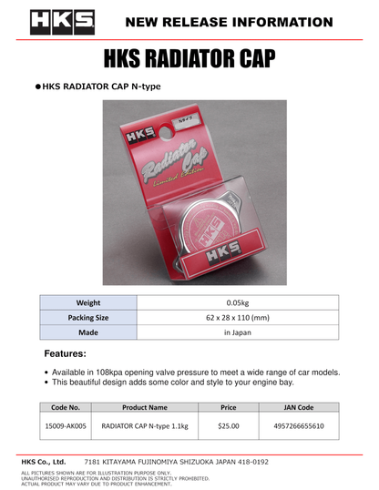 TAPA DE RADIADOR HKS tipo N