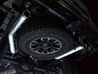 AWE Tuning 22-23 GMC Sierra 1500 AT4X 6.2L 0FG Catback Split Dual (Pára-choque plano) - Bashguard (sem pontas)