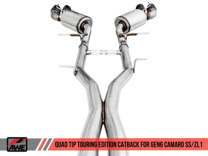 AWE Tuning 16-19 Chevy Camaro SS Res Cat-Back Exhaust-Touring Edition (Quad Diamond Black Tips)