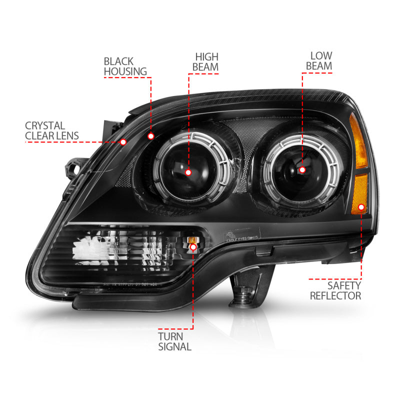 ANZO 99-17 GMC Sierra/Denali Headlights Chrome Amber (w/C Light Bars)