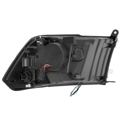 ANZO 09-18 Dodge Ram 1500 Faros delanteros estilo tablón proyector negro con halo