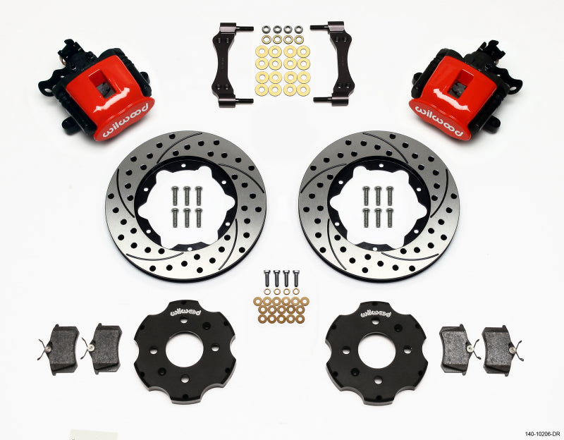 Kit de freio de estacionamento combinado Wilwood traseiro 11,00 pol. Perfurado Red Civic / Integra Disc 2.39 Hub Offset