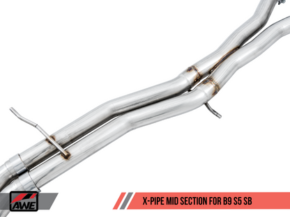 AWE Tuning Audi B9 S5 Sportback SwitchPath Escape - Não ressoado (pontas pretas de 102 mm)