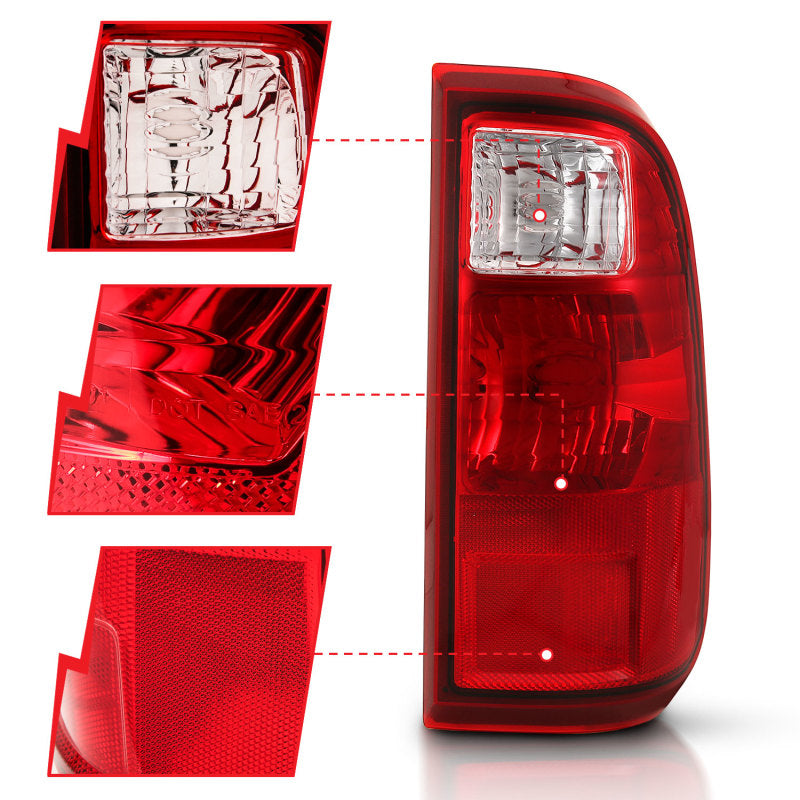 ANZO 2008-2016 Ford F-250 Lanterna traseira vermelha/lente transparente (substituição OE)