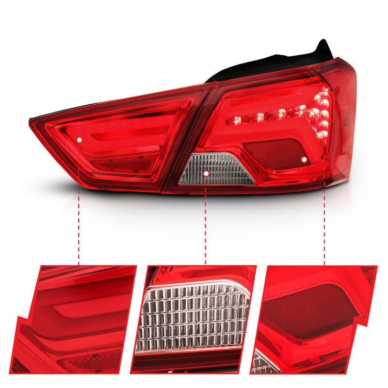 Lanternas traseiras de LED ANZO 14-18 Chevrolet Impala vermelho/transparente