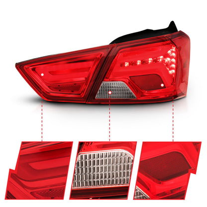 Lanternas traseiras de LED ANZO 14-18 Chevrolet Impala vermelho/transparente