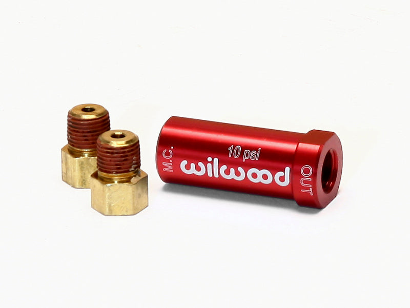 Válvula de presión residual Wilwood - Nuevo estilo con accesorios - 10# / Rojo