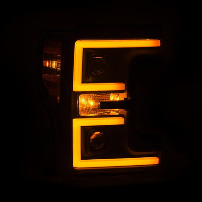 Faróis de LED ANZO 17-18 Ford F-250 Super Duty Plank-Style Farol de LED preto (par)