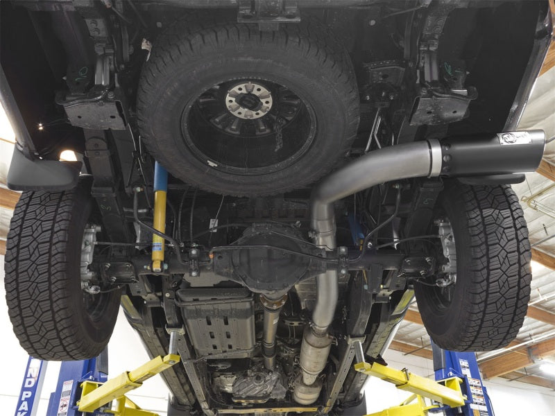 aFe LARGE BORE HD 5in DPF-Back SS Escape con punta negra 2016 Nissan Titan 5.0L V8 (td) CC SB