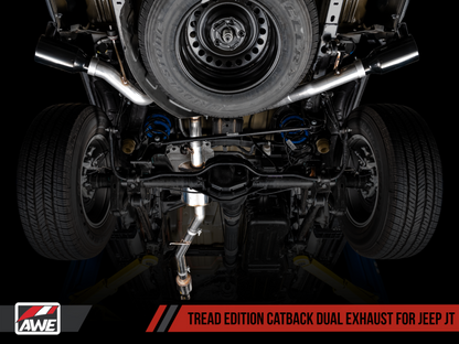 AWE Tuning 20-21 Jeep Gladiator JT 3.6L Tread Edition Cat-Back Escape Duplo - Diamond Black Tip