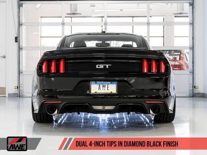 Escape AWE Tuning S550 Mustang GT Cat-back - Touring Edition (Diamond Black Tips)