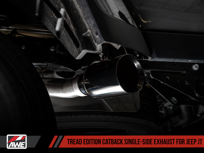 AWE Tuning 20-21 Jeep Gladiator JT 3.6L Tread Edition Cat-Back Single Side Escape - Diamond Black Ti