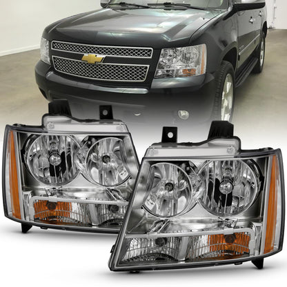 ANZO 2007-2014 Chevy TahOE farol de cristal cromo âmbar (OE)