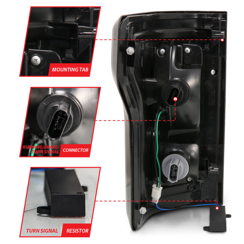 ANZO 2015-2017 Ford F-150 LED lanternas traseiras pretas