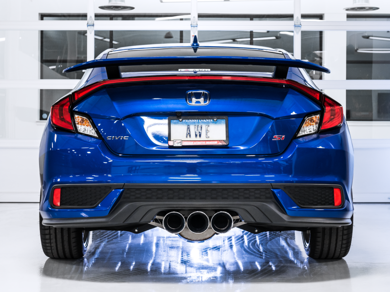 AWE Tuning 17-20 Honda Civic Si 1.5L Turbo Kit de conversão de ponta dupla para tripla - Ponta prata cromada
