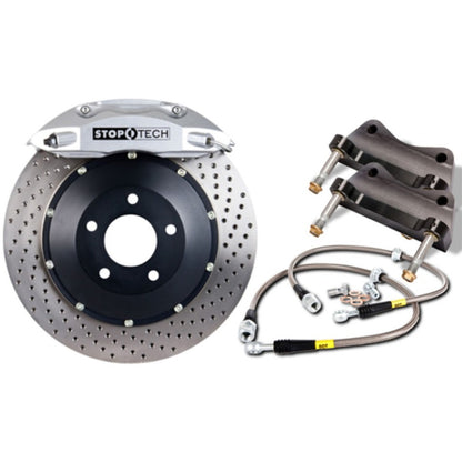 StopTech 08-13 BMW M3/11-12 1M Coupe Front BBK w/ Silver ST-60 Calipers Drilled 380x35mm Rotor