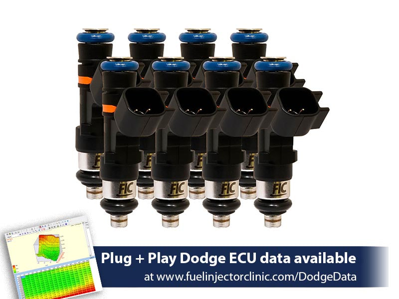 Fuel Injector Clinic - 525cc (58 lbs/hr at OE 58 PSI fuel pressure) FIC Fuel Injector Clinic Injector Set for Dodge Hemi SRT-8, 5.7 (High-Z) (IS153-0525H)