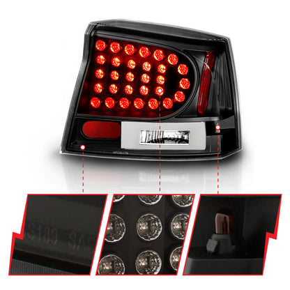 ANZO 2006-2008 Dodge Charger Lanternas traseiras LED pretas