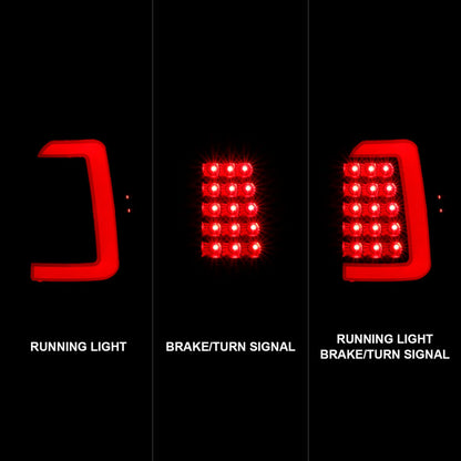 ANZO 1997-2004 Dodge Dakota Lanternas traseiras de LED com carcaça preta Par de lentes transparentes