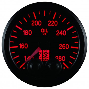 AutoMeter - OIL TEMP, PRO-CONTROL, 52MM, BLK, 140-280 °F, MOTOR DE PASSO, 1/8" NPTF MACHO (ST3510)