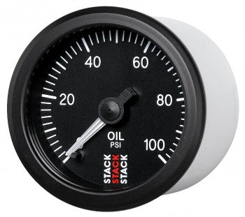 AutoMeter - OIL PRESS, PRO STEPPER MOTOR, 52MM, BLK, 0-100 PSI, STEPPER MOTOR, 1/8" NPTF MALE (