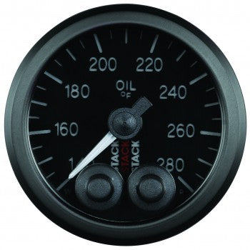 AutoMeter - TEMPERATURA DE ACEITE, PRO-CONTROL, 52MM, NEGRO, 140-280 °F, MOTOR PASO A PASO, 1/8" NPTF MACHO (ST3510)