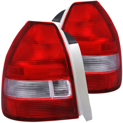 ANZO 1996-2000 Honda Civic Lanternas traseiras vermelho/transparente