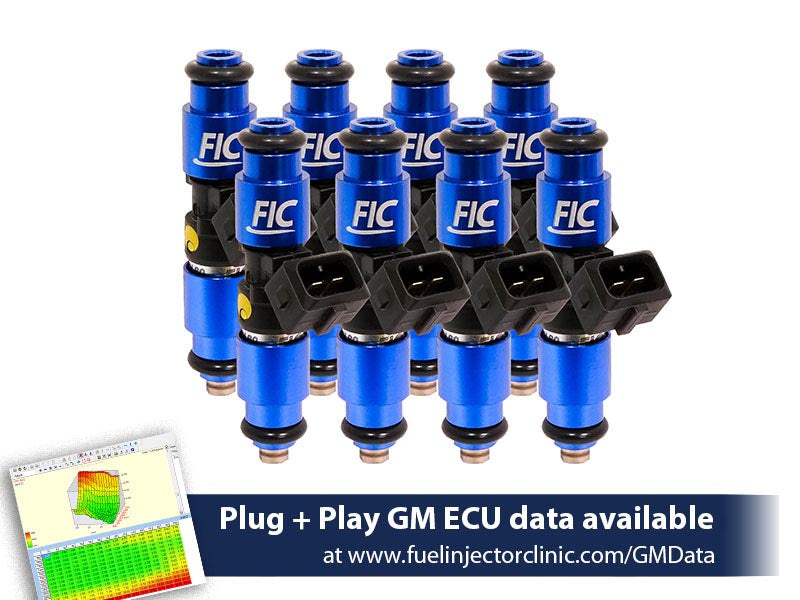 Fuel Injector Clinic - 1200cc (130 lb/h com pressão de combustível OE 58 PSI) FIC Fuel Injector Clinic Conjunto de injetores para motores SBC (High-Z) (IS300-1200H)