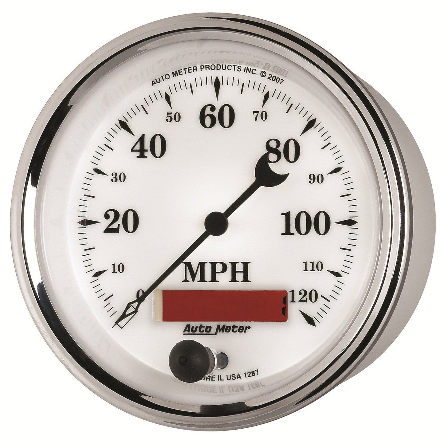 AutoMeter - 3-3/8" SPEEDOMETER, 0-120 MPH, ELECTRIC, OLD-TYME WHITE II (1287)