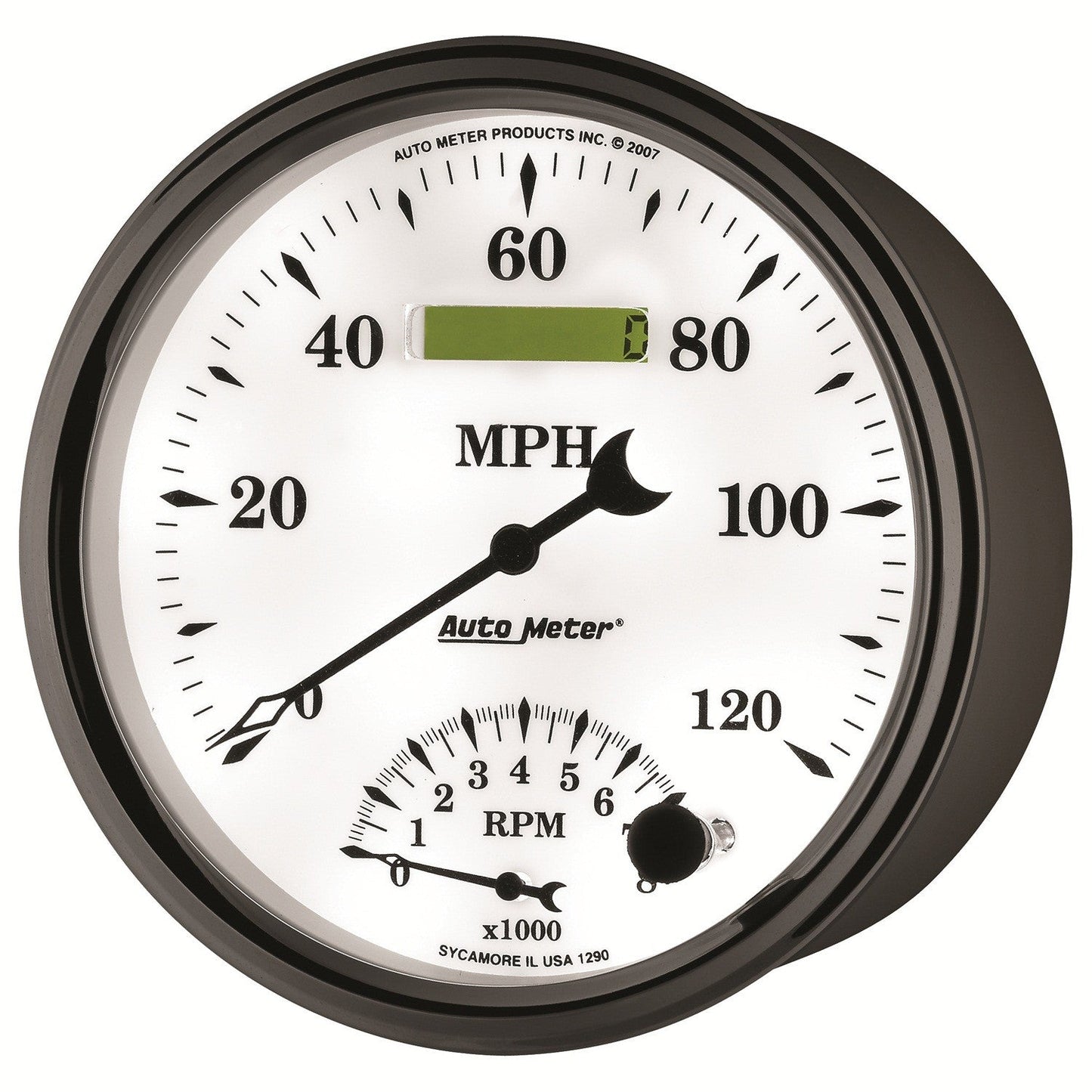 AutoMeter - 5" TACHOMETER/SPEEDOMETER COMBO, 8K RPM/120 MPH, ELECTRIC, OLD-TYME WHITE II (1290)