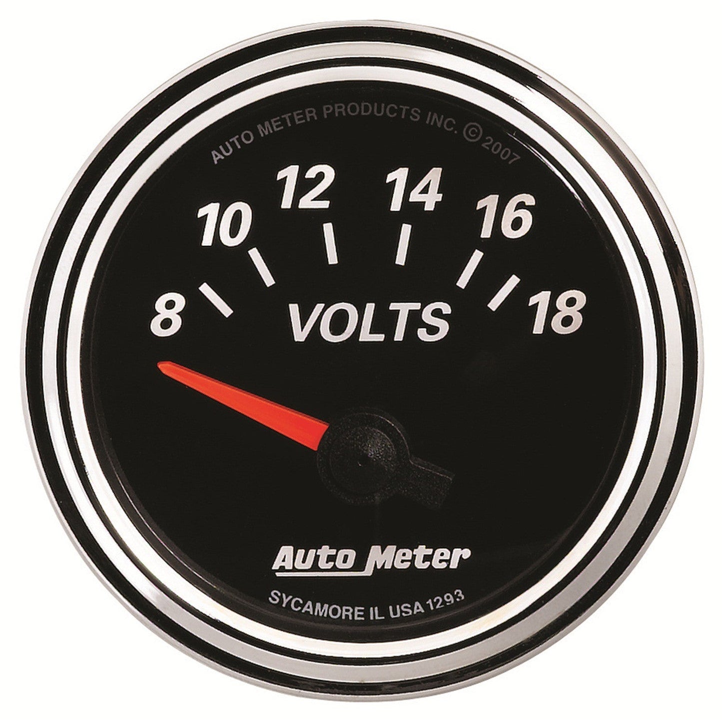 AutoMeter - VOLTÍMETRO DE 2-1/16", 8-18 V, NÚCLEO DE AIRE, DESIGNER BLACK II (1293)