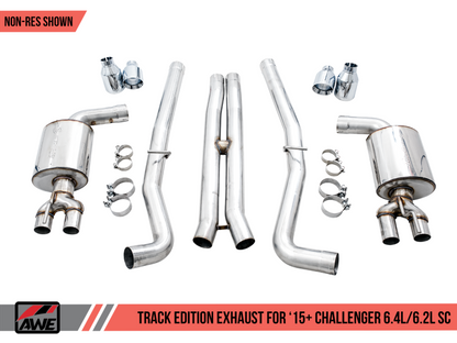 Escape AWE Tuning 2015+ Dodge Challenger 6.4L/6.2L SC Track Edition - Quad Chrome Silver Tips