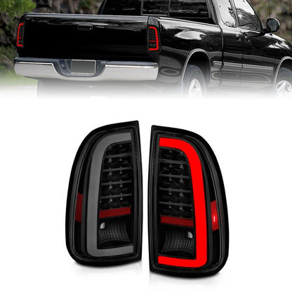 ANZO 00-06 Toyota Tundra (Std. Bed/Reg Cab) Luces traseras LED con barra de luz, carcasa negra, lente ahumada