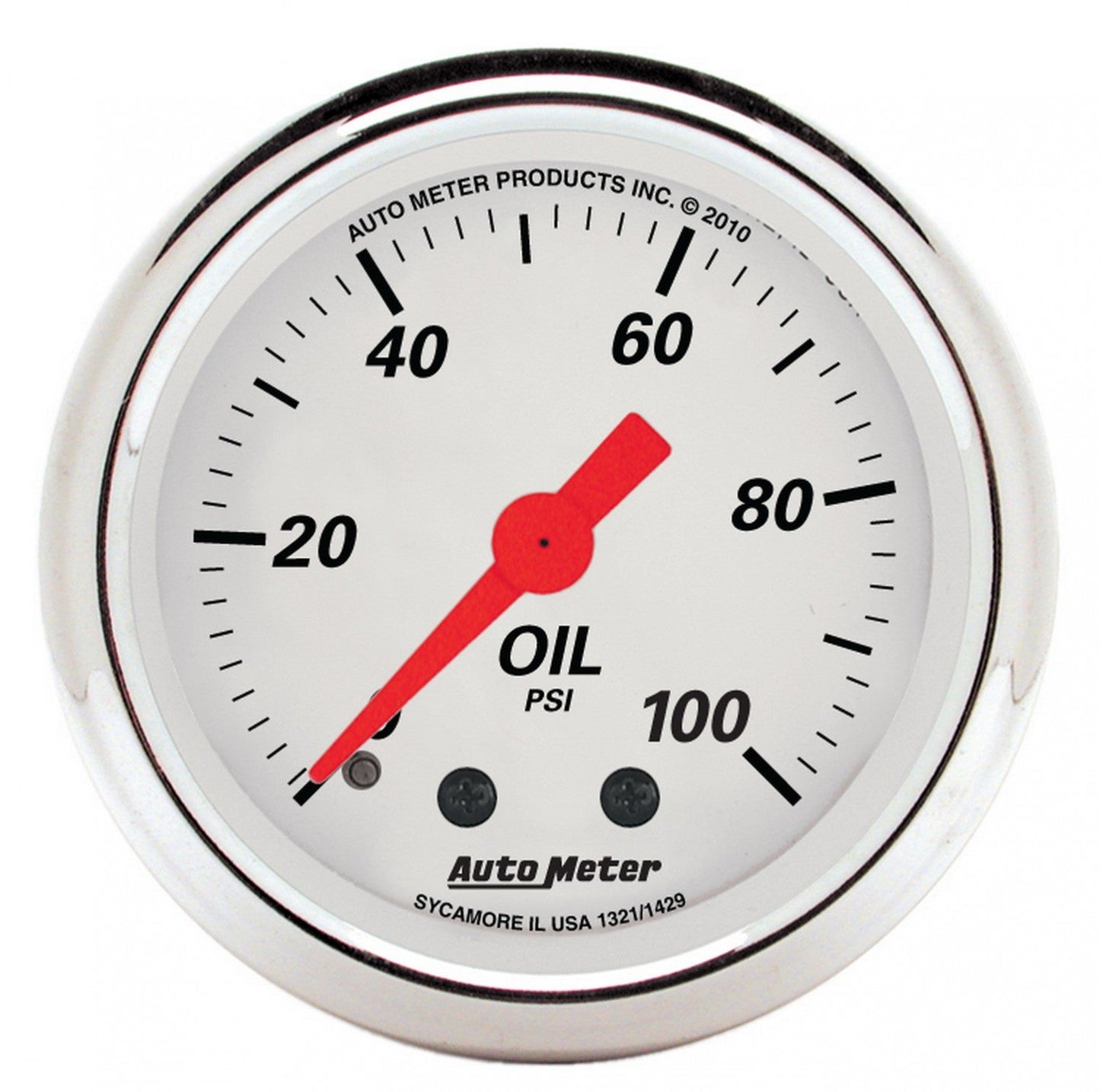 AutoMeter - 2-1/16" OIL PRESSURE, 0-100 PSI, MECHANICAL, ARCTIC WHITE (1321)