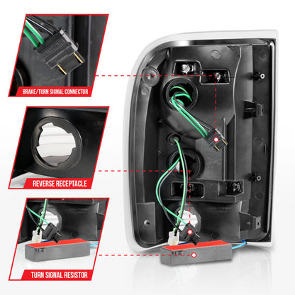 ANZO 1993-1997 Ford Ranger LED lanternas traseiras com barra de luz preto carcaça lente transparente