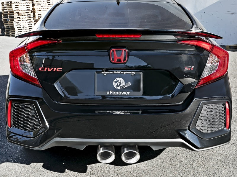 Sistema de escape aFe Takeda 3in 304 SS Cat-Back com pontas polidas 2017+ Honda Civic Si (4dr) I4 1.5L (t)