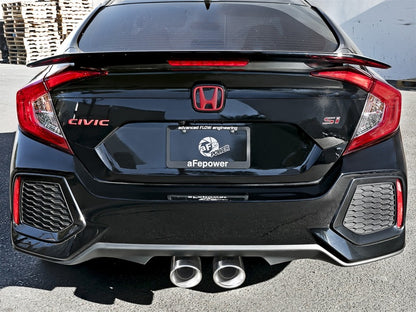 Sistema de escape aFe Takeda 3in 304 SS Cat-Back com pontas polidas 2017+ Honda Civic Si (4dr) I4 1.5L (t)