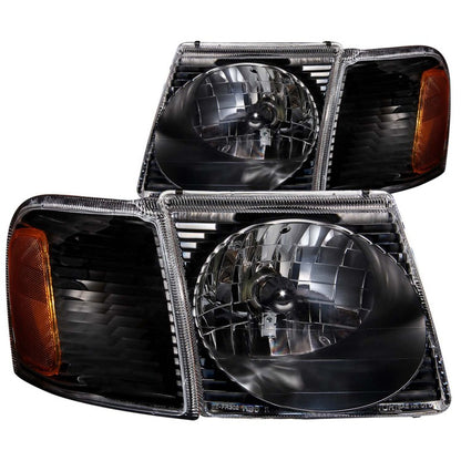 ANZO 2001-2005 Ford Explorer Crystal Faróis pretos