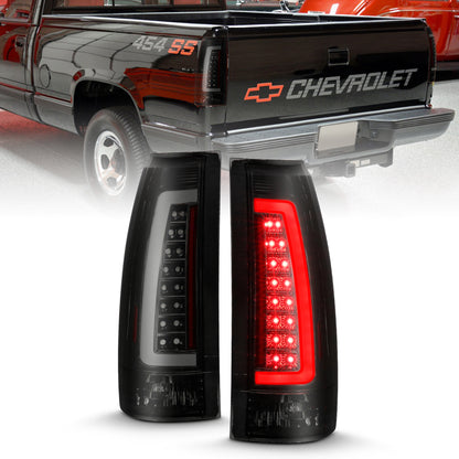 ANZO 1999-2000 Cadillac Escalade LED lanternas traseiras caixa preta par de lentes fumaça