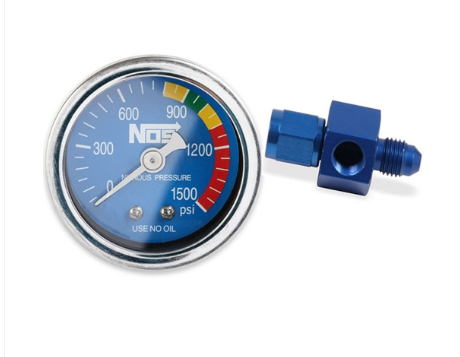Sistema de óxido nitroso - NOS Manómetro de presión nitroso Esfera azul Incluye -4 AN (15920NOS)