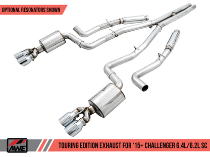 Escape AWE Tuning 2015+ Dodge Challenger 6.4L/6.2L SC Track Edition - Quad Chrome Silver Tips