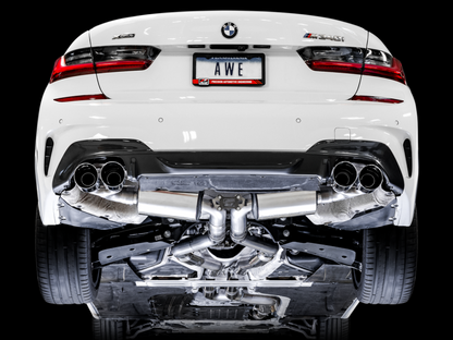 AWE Tuning 2019+ BMW M340i (G20) Non-Resonated Touring Edition Escape - Quad Diamond Black Tips