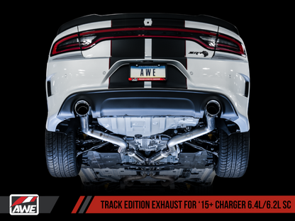 Escape AWE Tuning 2015+ Dodge Charger 6.4L/6.2L Supercharged Track Edition - Pontas cromadas prateadas