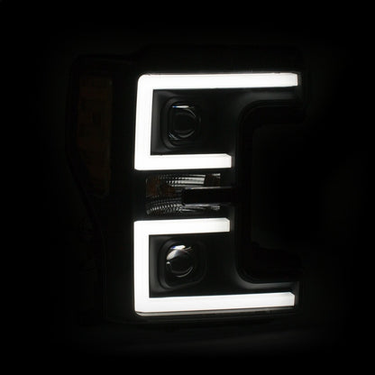 Faróis de LED ANZO 17-18 Ford F-250 Super Duty Plank-Style Farol de LED preto (par)
