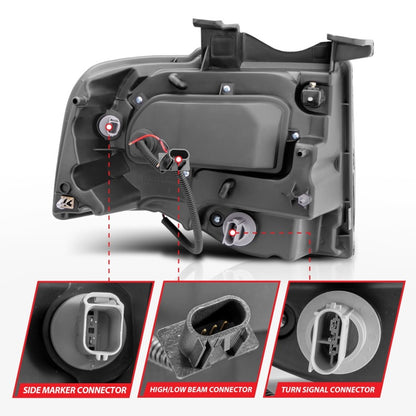 ANZO 2007-2014 Ford Expedition Projetor Faróis com Halo Preto