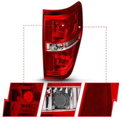 ANZO 2009-2014 Ford F-150 Euro luz trasera roja/transparente (sin bombilla)