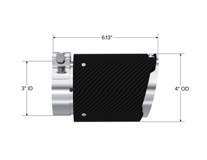 Ponta de fibra de carbono universal MBRP 3 pol ID / 4 pol OD para fora / 6,13 pol de comprimento Corte angular parede dupla