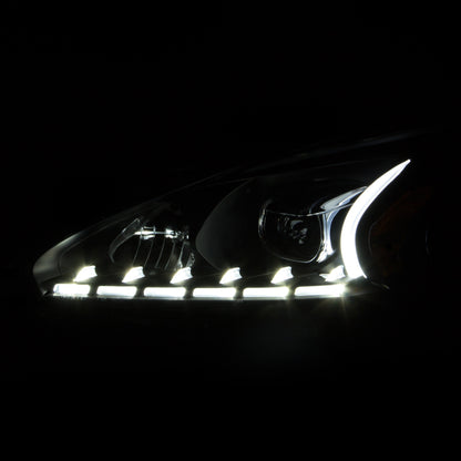 Faróis projetores ANZO 2013-2014 Nissan Altima com design estilo prancha preto